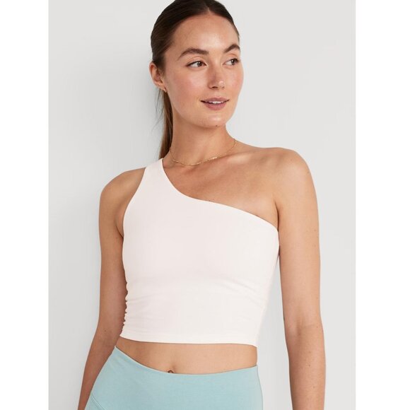 Old Navy Light-Support PowerChill One-Shoulder Longline Sports Bra Top - Picture 1 of 4